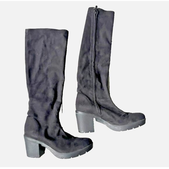 Bussola Bucharest Blossom Microtec Black Knee High Boots Size 38 / 7.5 - Picture 6 of 9